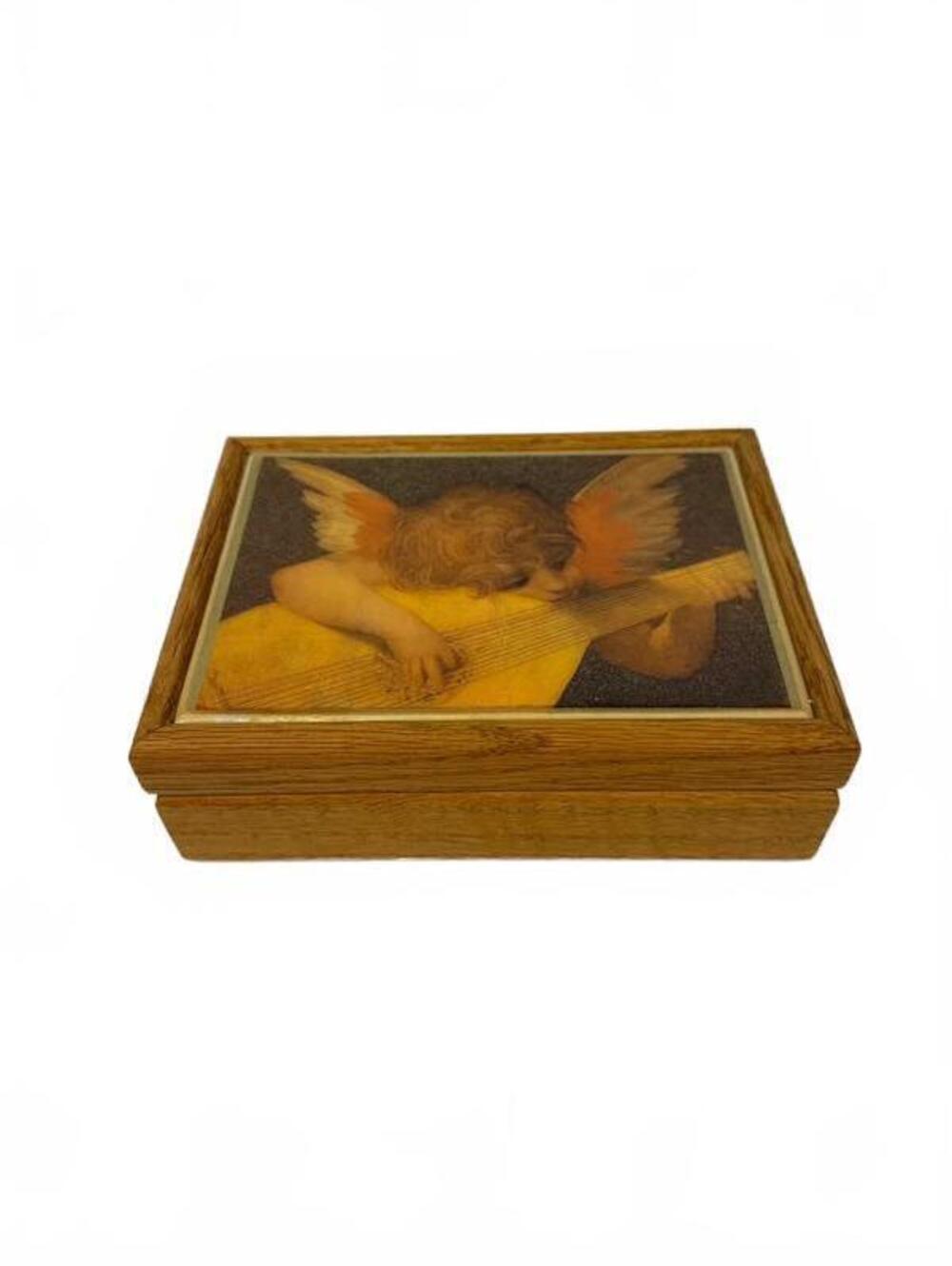 Vintage Italian Florentine Gold Leaf Cherub Wood Trinket Box